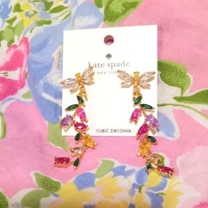 Kate Spade Greenhouse Floral Linnear Rhinestone Earrings